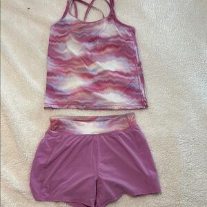 Joe Fresh Pink and White Set with Racerback Top and short